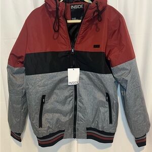 Men’s INSIDE Red and Black Jacket/waterproof size medium NWT’s
